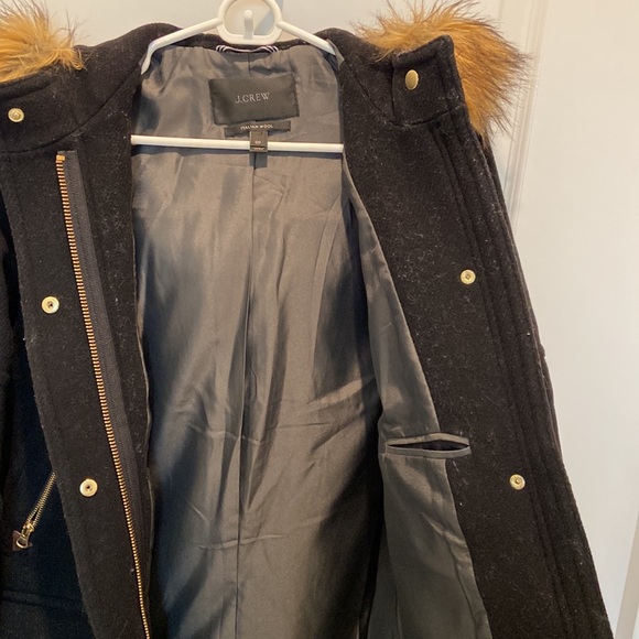 J. Crew Chateau Parka in Italian Stadium Wool Coat, Black, size 00 - Picture 8 of 10